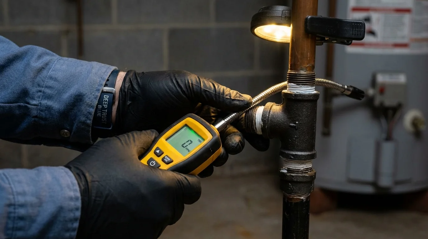 Gas leak detection with electronic sniffer by Johns Plumbing LLC in Mexico